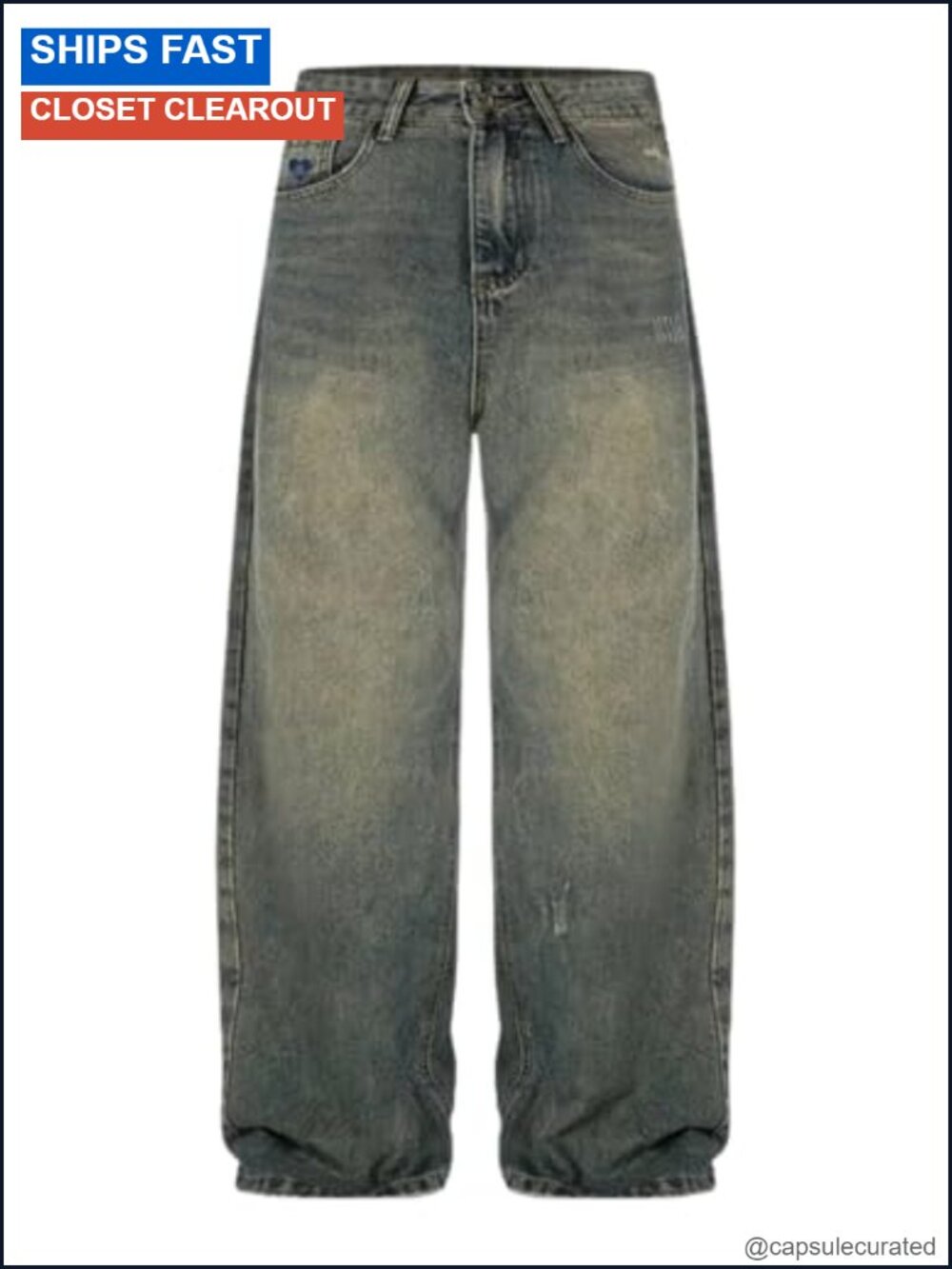 Womens Baggy Wide Leg Jeans Cut Off Hem Vintage Distressed Loose Fit Denim Pants